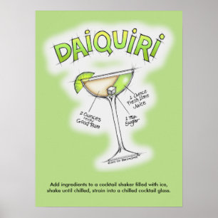 18" X 24" POSTER - DAIQUIRI RECIPE COCKTAIL ART