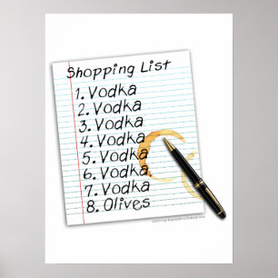18" x 24" POSTER, VODKA SHOPPING LIST Poster
