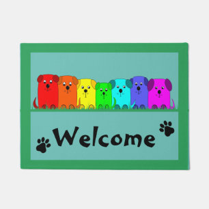 (18" x 24") Rainbow Puppy Dogs Door Mat