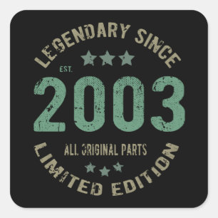 18 Year Old Bday 2003 Legend Since 18th Birthday Square Sticker