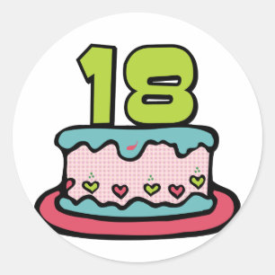 18 Year Old Birthday Cake Classic Round Sticker