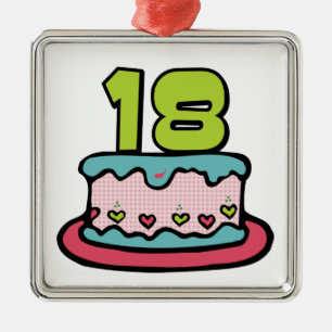 18 Year Old Birthday Cake Metal Tree Decoration