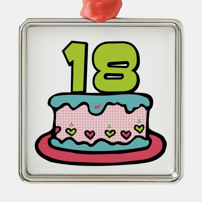 18 Year Old Birthday Cake Metal Tree Decoration (Front)