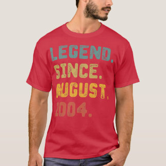 18 Year Old Gift Legend Since August 2004 18th Bir T-Shirt