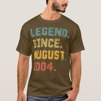 18 Year Old Gift Legend Since August 2004 18th Bir T-Shirt