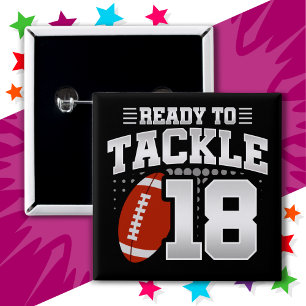 18 Year Old Tackle Football Party 18th Birthday 15 Cm Square Badge