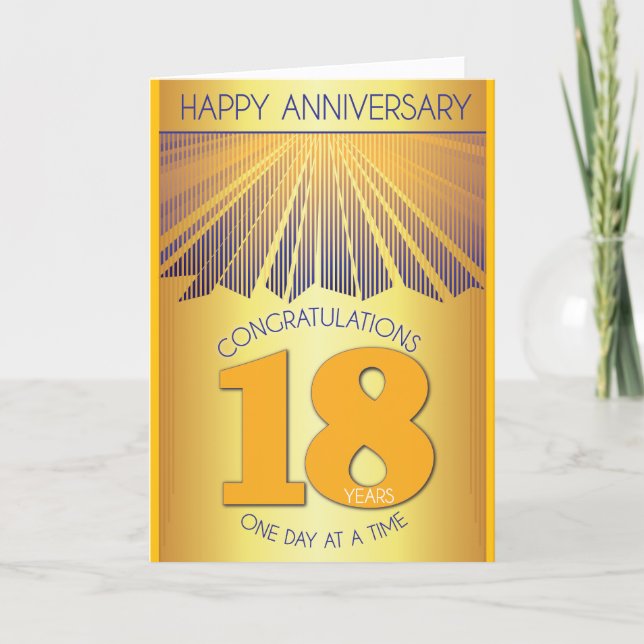 18 Year Sober Anniversary | Golden Ray 12 Step  Card (Front)