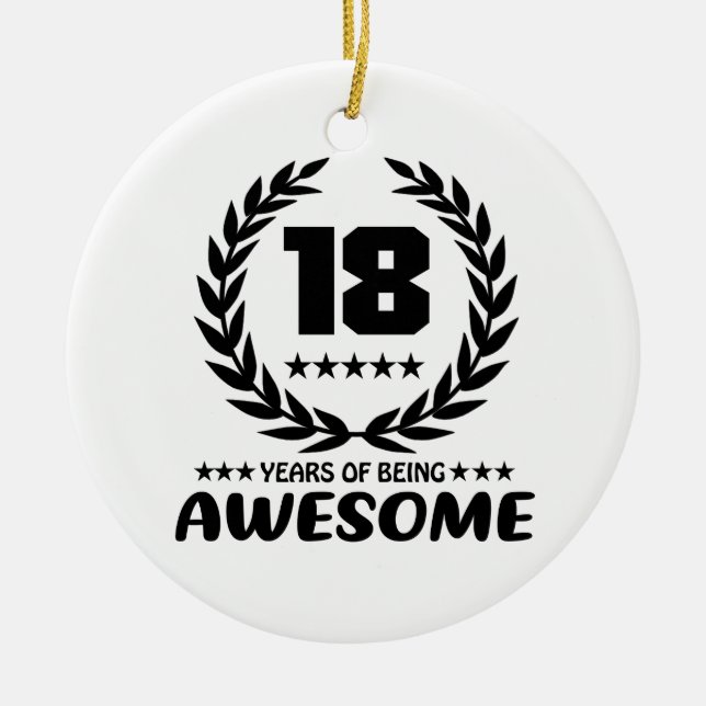 18 years of being Awesome Ceramic Tree Decoration (Front)