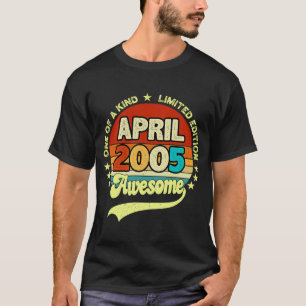 18 Years Old  Awesome Since April 2005 18th Birthd T-Shirt