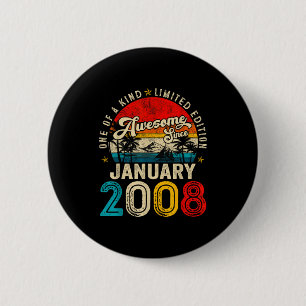 18 Years Old Awesome Since January 2008 18th Birth 6 Cm Round Badge