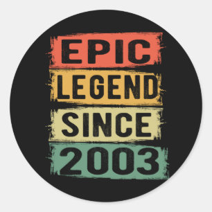 18 Years Old Bday 2003 Epic Legend 18th Birthday Classic Round Sticker