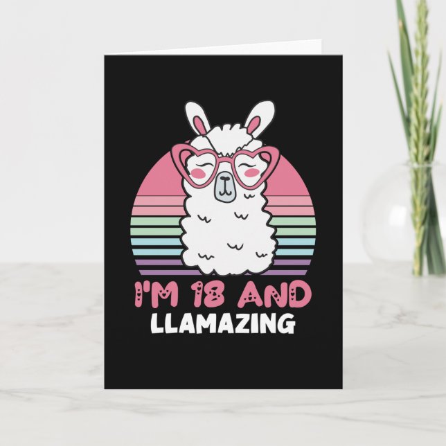 18 Years Old Bday Llamazing 18th Birthday Llama Card (Front)