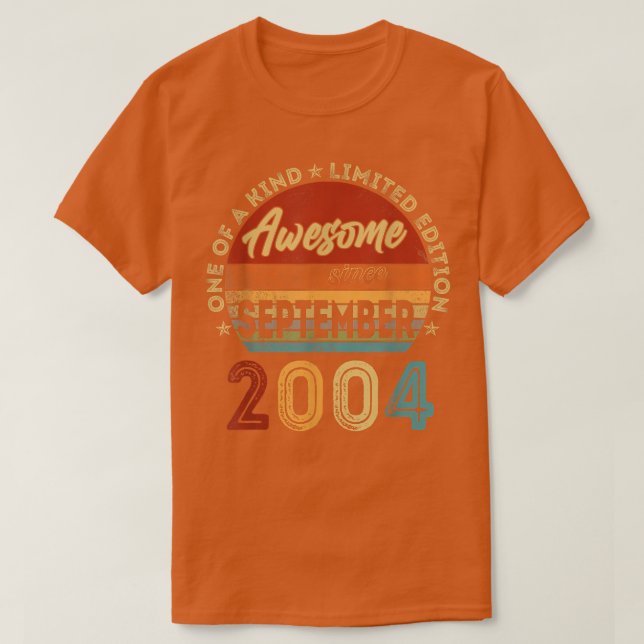 18 Years Old Gift 18th Birthday Awesome Since Sept T-Shirt (Design Front)