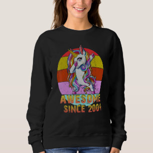 18 Years Old Unicorn Dabbing Awesome Since 2004 Un Sweatshirt