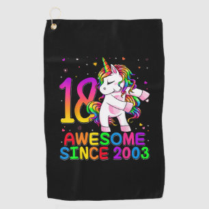 18 Years Old Unicorn Flossing 18th Birthday Girl U Golf Towel