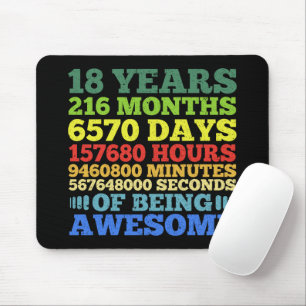18 Years Old Vintage Retro 18th Birthday 216 Month Mouse Pad