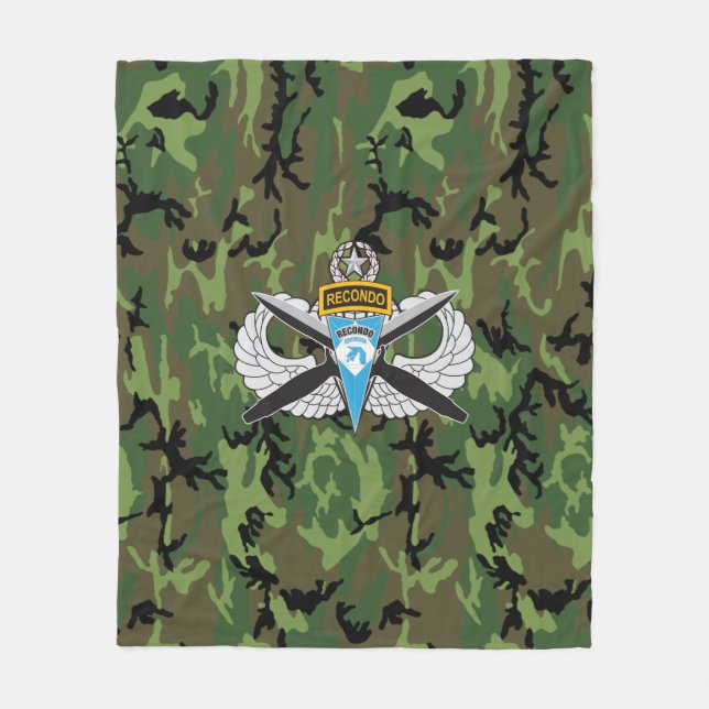 18th Airborne Corps Recondo Camo Fleece Blanket (Front)