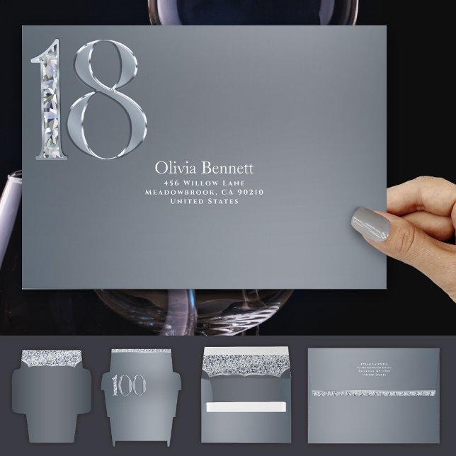 18th Anniversary Diamond Number Eighteen Silver  Envelope (Creator Uploaded)