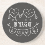 18th Anniversary Gift Chalk Hearts Coaster<br><div class="desc">Cute two doodle hand drawn heart 18th year anniversary design.</div>