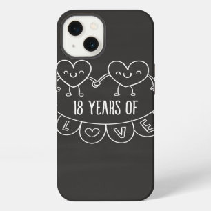 18th Anniversary Gift Chalk Hearts iPhone 13 Case