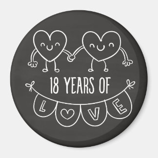 18th Anniversary Gift Chalk Hearts Magnet