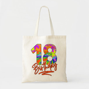 18th Birthday 18 Year Old Boy Girl Teen Tie Dye Pa Tote Bag