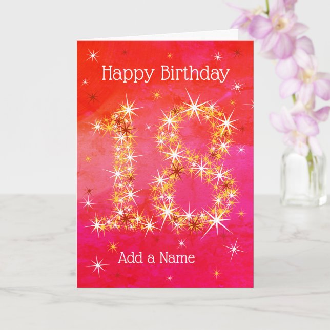 18th Birthday - Age 18 Star Numbers - Intense Red Card (Orchid)