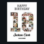 18th Birthday Anniversary Number 18 Photo Collage Poster<br><div class="desc">Celebrate 18th birthday or wedding anniversary with this printable photo collage. Choose your favourite photos for display. Customise the name, text and date to fit your occasion. This will be a lovely keepsake with personalised message to look back on with family and friends. If you need any other number as...</div>