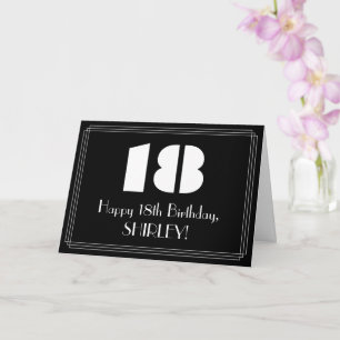 18th Birthday: Art Deco Inspired Look "18" & Name Card