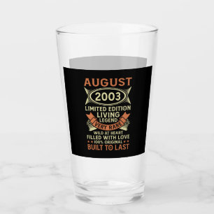 18th Birthday August Gift Vintage 2003 18 Years Glass