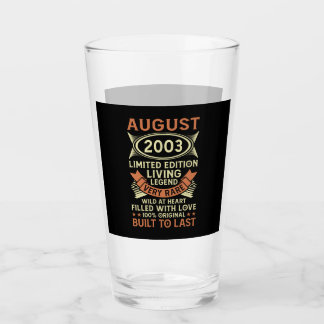 18th Birthday August Gift Vintage 2003 18 Years Glass