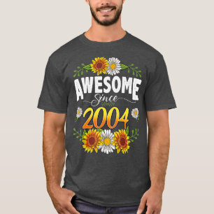 18th Birthday Awesome Since 2004 Floral Thanksgivi T-Shirt