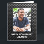 18th Birthday Black Geometric Pattern Custom Photo Card<br><div class="desc">Include your favourite photo of the birthday boy or girl in this modern hexagonal geometric patterned 18th birthday card and include your own personal greeting to make them feel extra special on their birthday.</div>