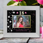 18th Birthday Black Gold Celebration Photo  Foil Prints<br><div class="desc">Real foil 18th birthday photo print with stars and sparkles. The black background makes the elegant pink script and gold stand out beautifully. Personalise with own name. Lovely keepsake to give to a loved one on their birthday.</div>
