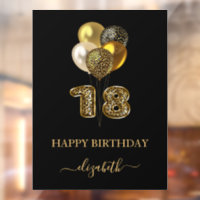18th birthday black gold leopard name script