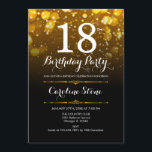 18th Birthday - Black White Gold Invitation<br><div class="desc">18th Birthday Invitation. ANY AGE
Elegant black white design with faux glitter gold bokeh lights. Adult birthday. Features diamonds and script font. Men or women bday invite. Perfect for a stylish birthday party. Message me if you need further customization.</div>