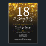 18th Birthday - Black White Gold Invitation<br><div class="desc">18th Birthday Invitation. ANY AGE
Elegant black white design with faux glitter gold bokeh lights. Adult birthday. Features diamonds and script font. Men or women bday invite. Perfect for a stylish birthday party. Message me if you need further customization.</div>