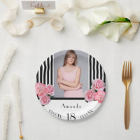 18th birthday black white stripes florals photo