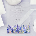 18th Birthday Blue Larkspur July Birth Flower Acrylic Invitations<br><div class="desc">Create a beautiful summer birthday theme for your July celebration around July's Birth Flower - Blue Larkspur. Larkspur is also known as Delphinium. Transparent,  see-through acrylic invitations are the hottest trend in birthday invitations this year.</div>