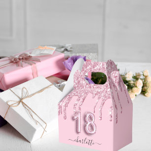 18th birthday blush pink glitter drips thank you  favour box