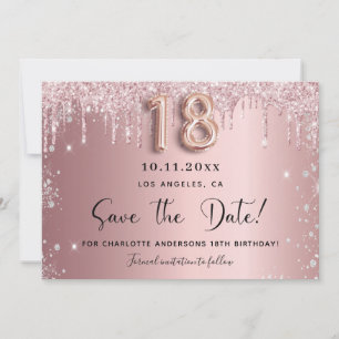 18th birthday blush pink silver save the date
