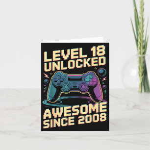 18th Birthday Boy Gift Level 18 Gamer 2008 18 Year Card