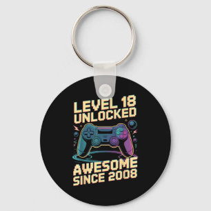 18th Birthday Boy Gift Level 18 Gamer 2008 18 Year Key Ring