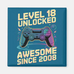 18th Birthday Boy Gift Level 18 Gamer 2008 18 Year Magnet
