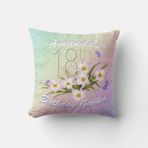 18th Birthday Butterfly Garden Throw Pillow