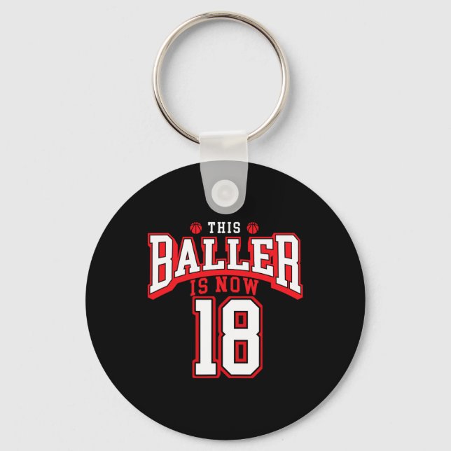 18th Birthday Bysketbyll Lover 18 Years Old Bday  Key Ring (Front)