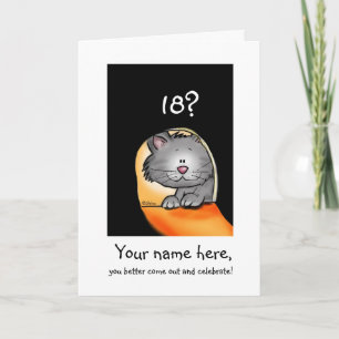 18th Birthday Cat- Customise with Age and Name Card