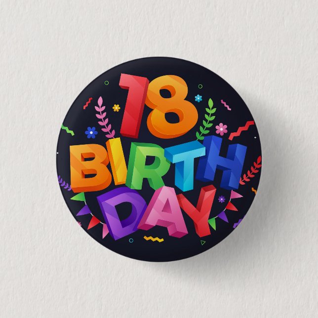 18th Birthday Celebration 3 Cm Round Badge (Front)