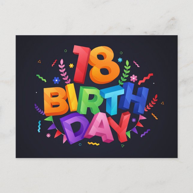 18th Birthday Celebration Invitation Postcard (Front)