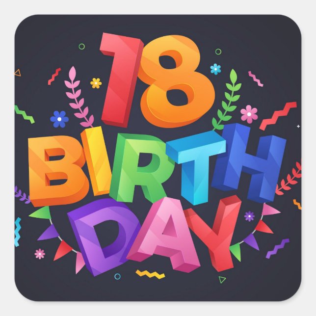 18th Birthday Celebration Square Sticker (Front)